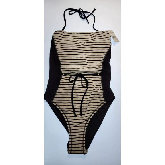 ROBIN PICCONE One Piece Swimsuit Black Size 8 Striped New - Picture 6 of 10